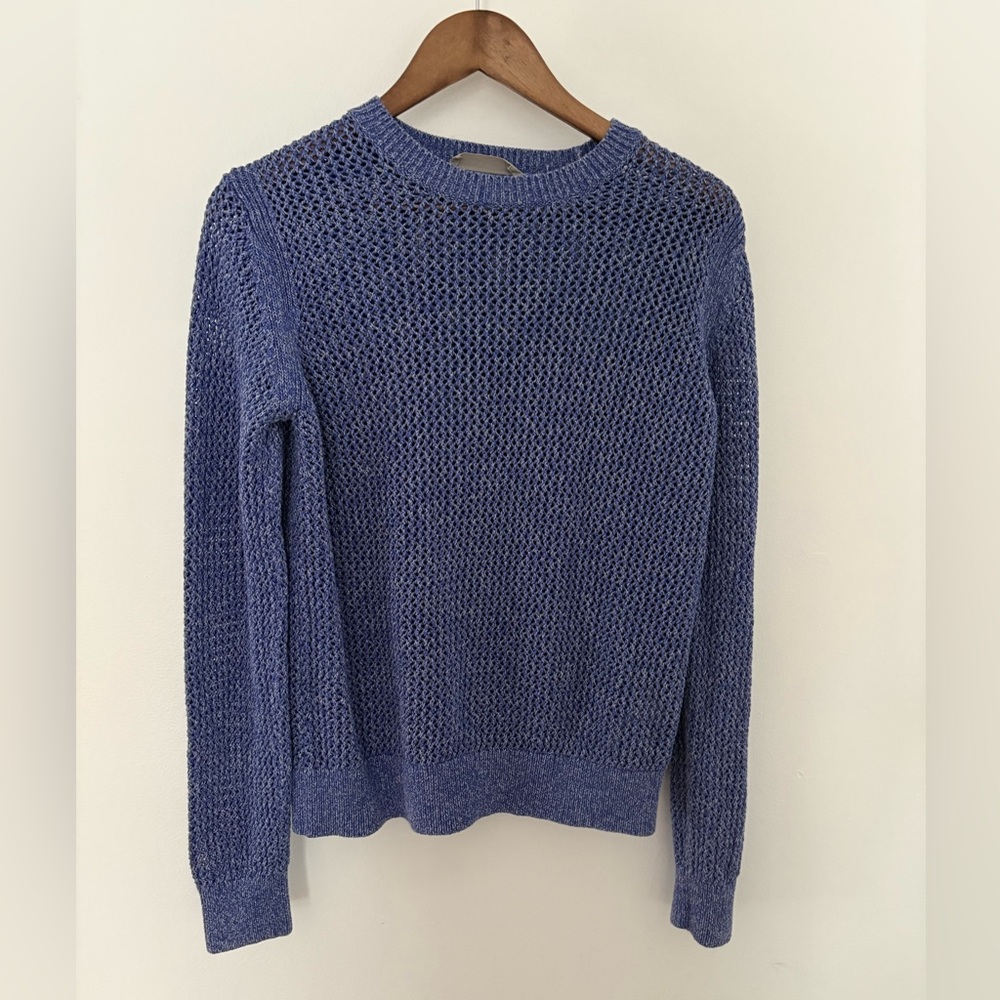 Everlane 100% Cotton Mesh Crewneck Sweater in periwinkle blue